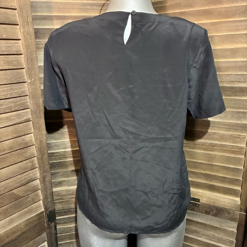 Vintage Anna & Frank 100% Silk Black Blouse Top Classic Minimalist Medium Basics - Picture 7 of 8